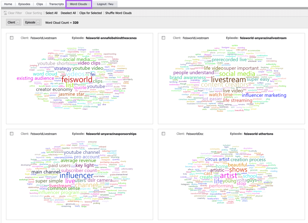 PodIntelligence Word Clouds