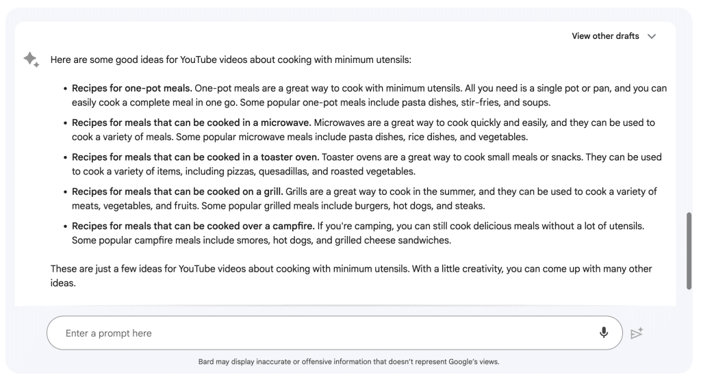 Google Bard For YouTube - Researching video topics
