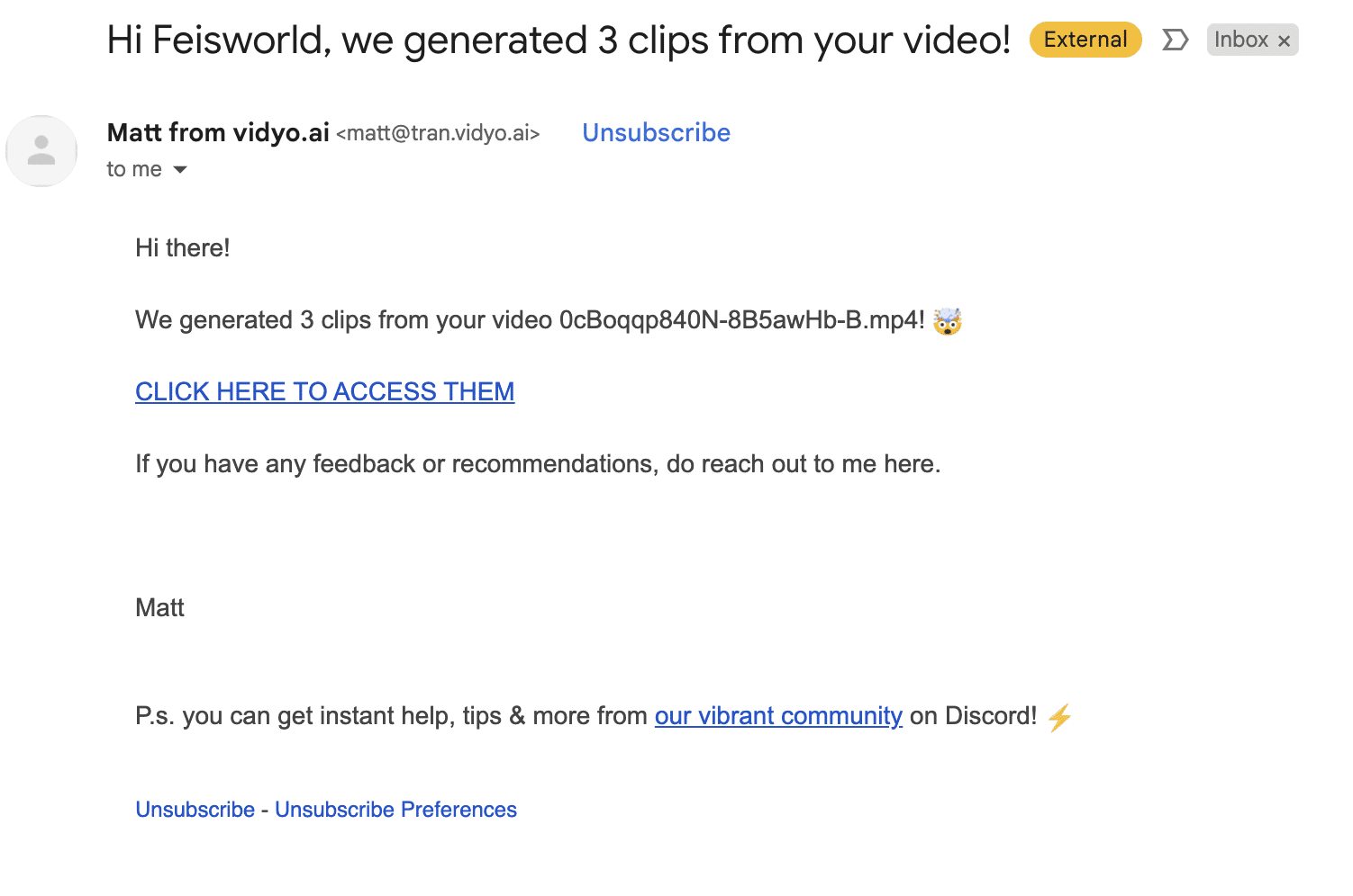 Vidyo Email Notifications