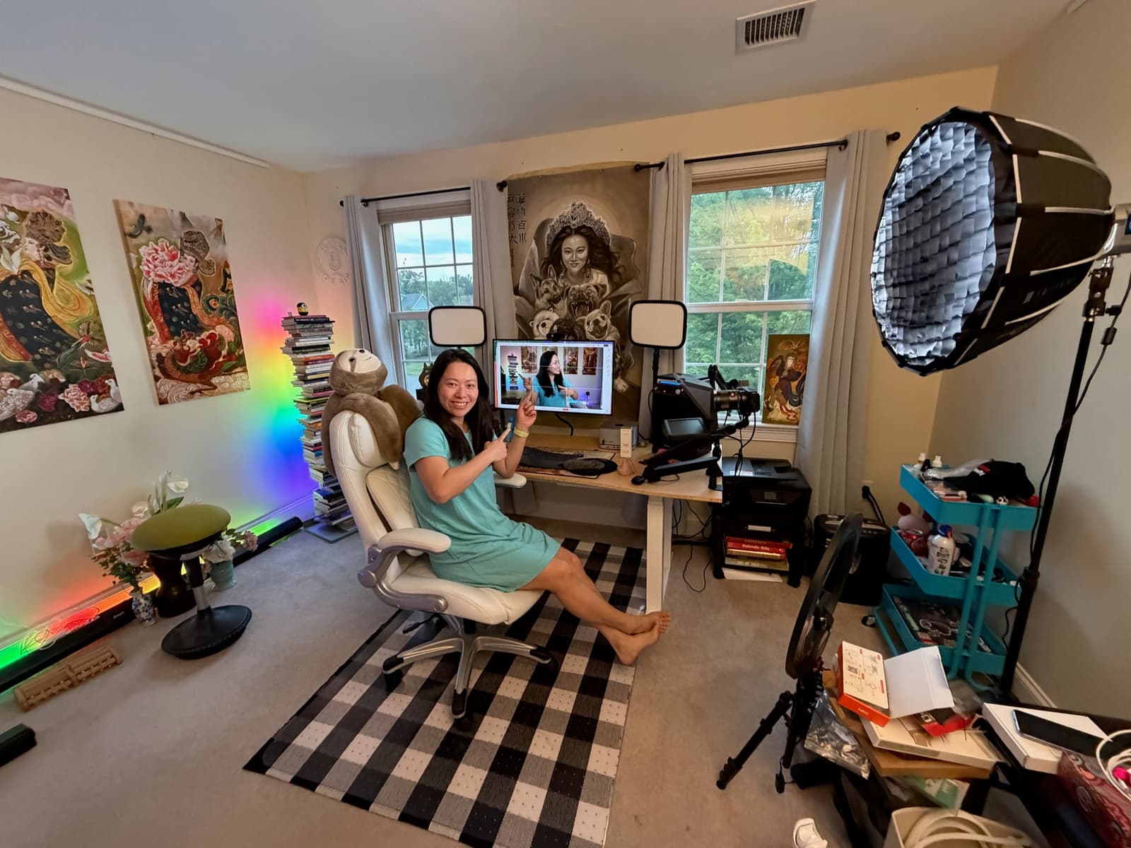 Feisworld creator studio room with editing desk, lights, camera, and space used to test Focal Alpha 50 Evo monitors