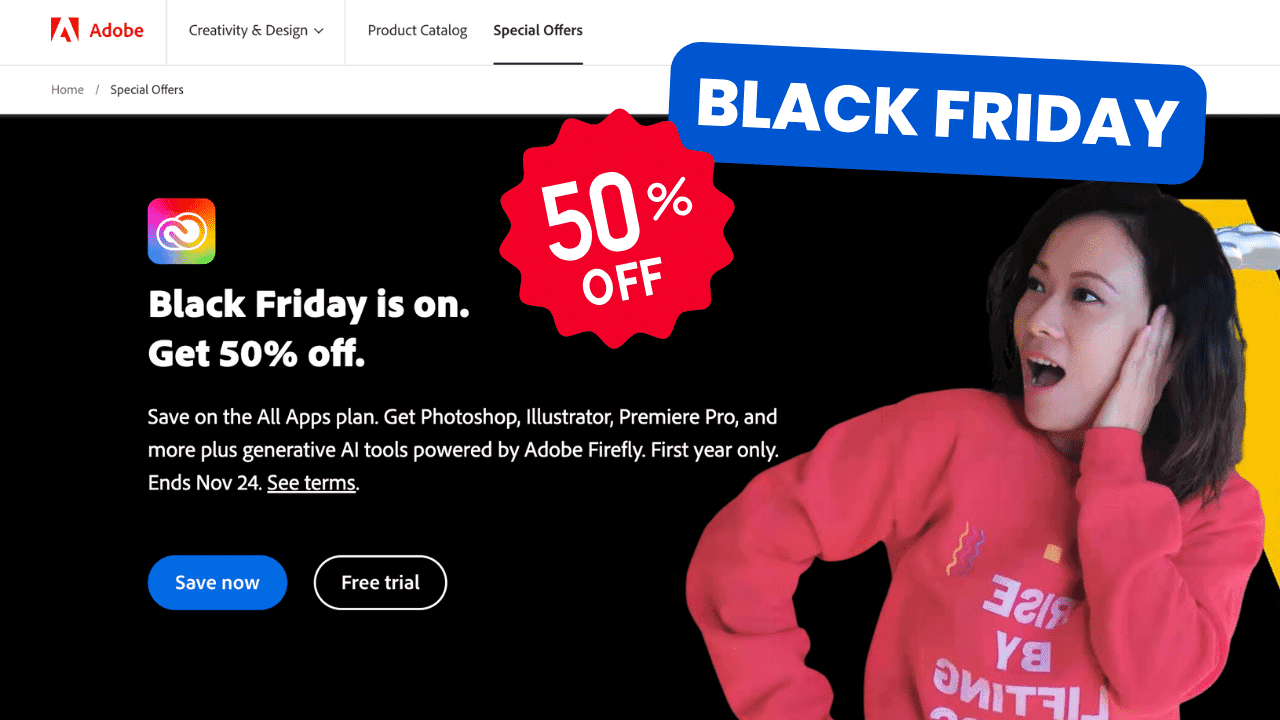 Adobe Black Friday Sale: 50% OFF Annual Plan (2023)