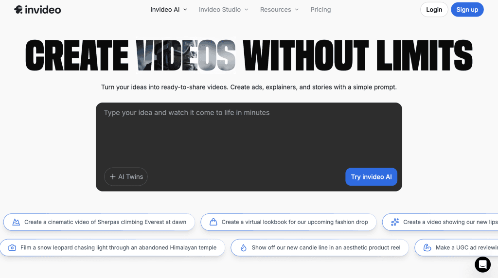 InVideo Home Page
