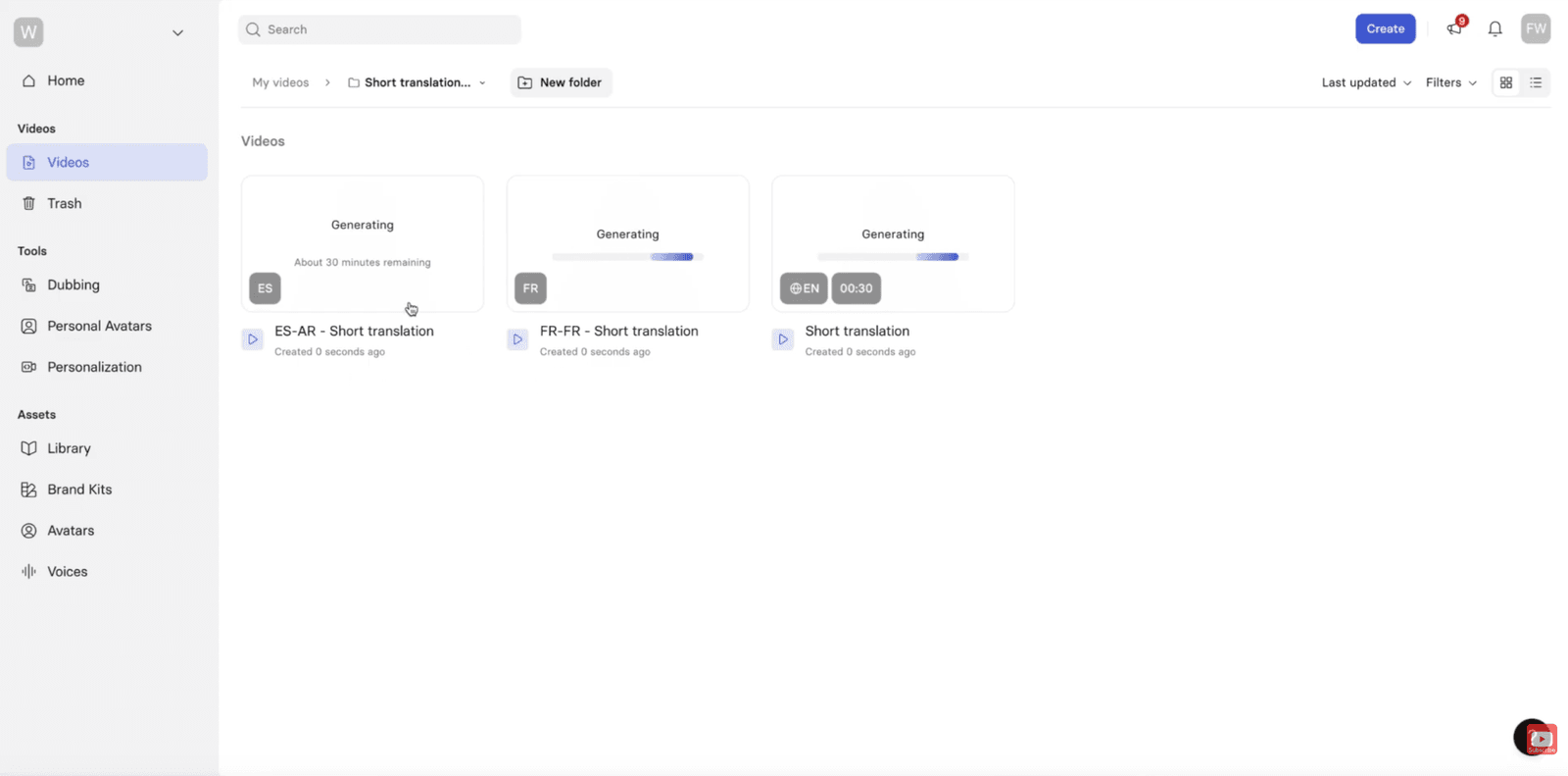 Generating multiple video languages with Synthesia AI Video translation