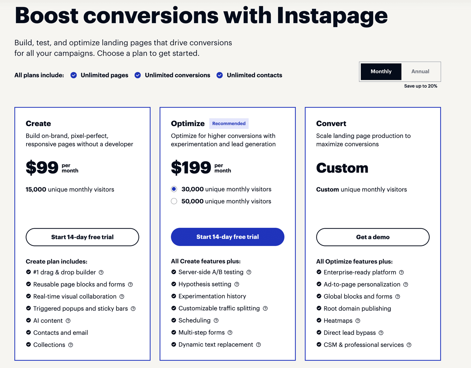 Instapage Pricing (2026)