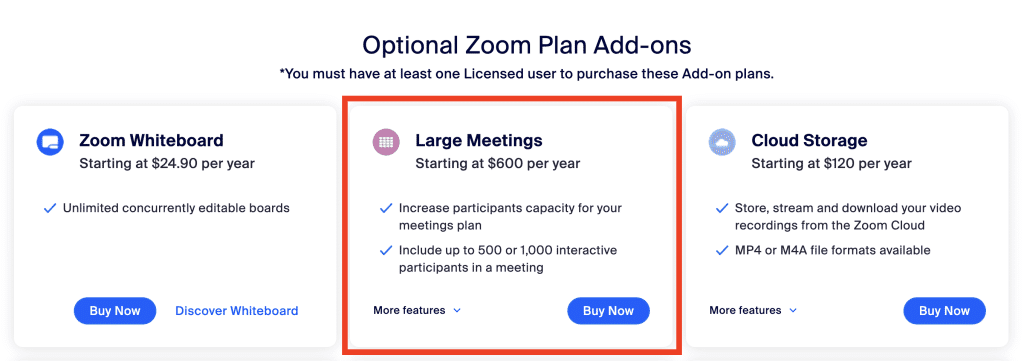 Zoom plan add ons (large meetings)