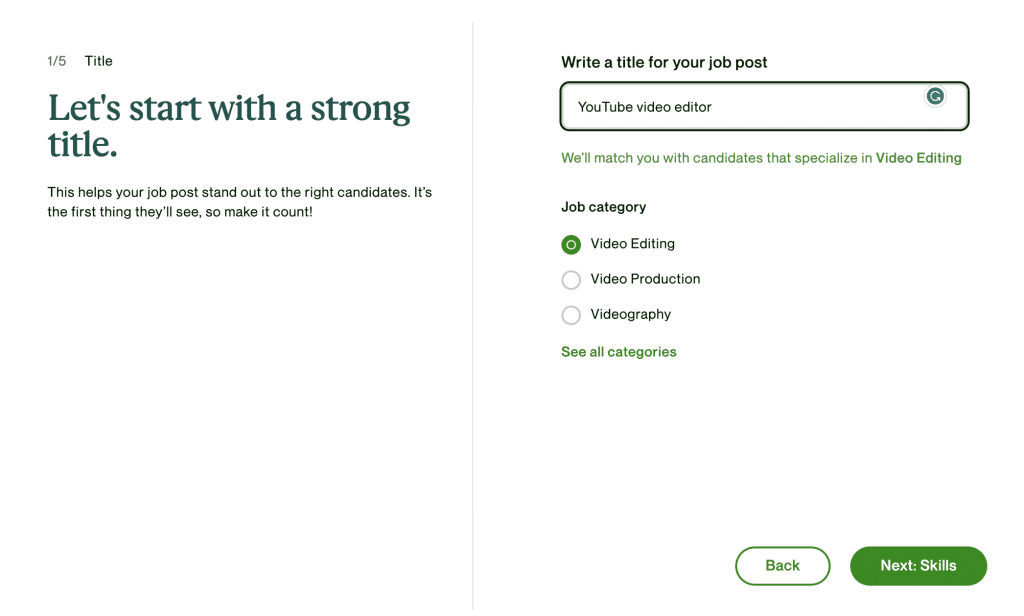 Upwork job title