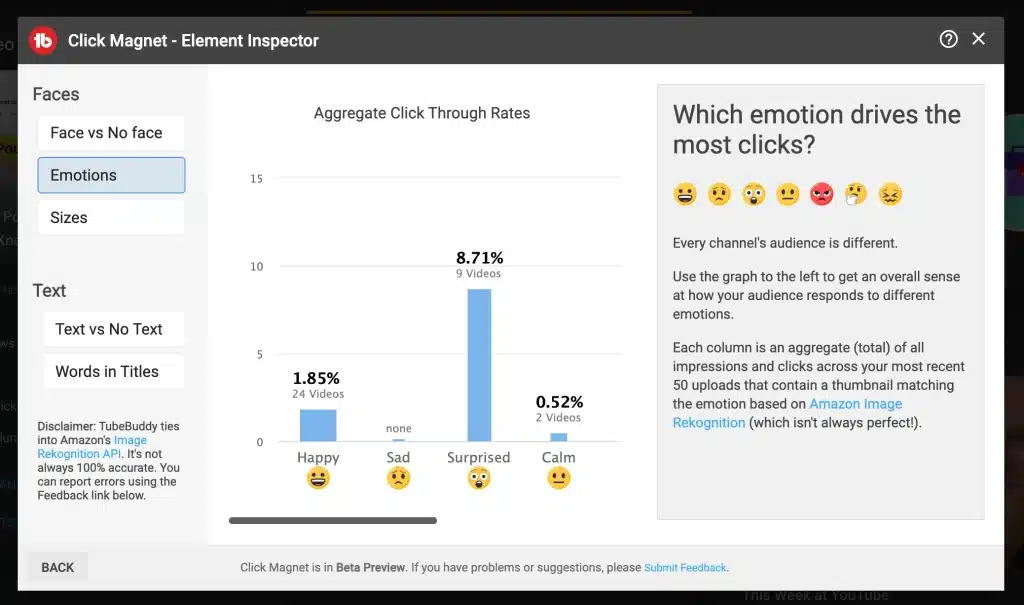 TubeBuddy Click Magnet - Element Inspector