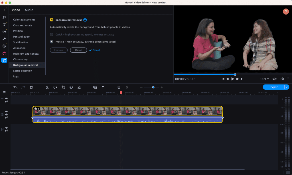 Movavi AI Background Removal