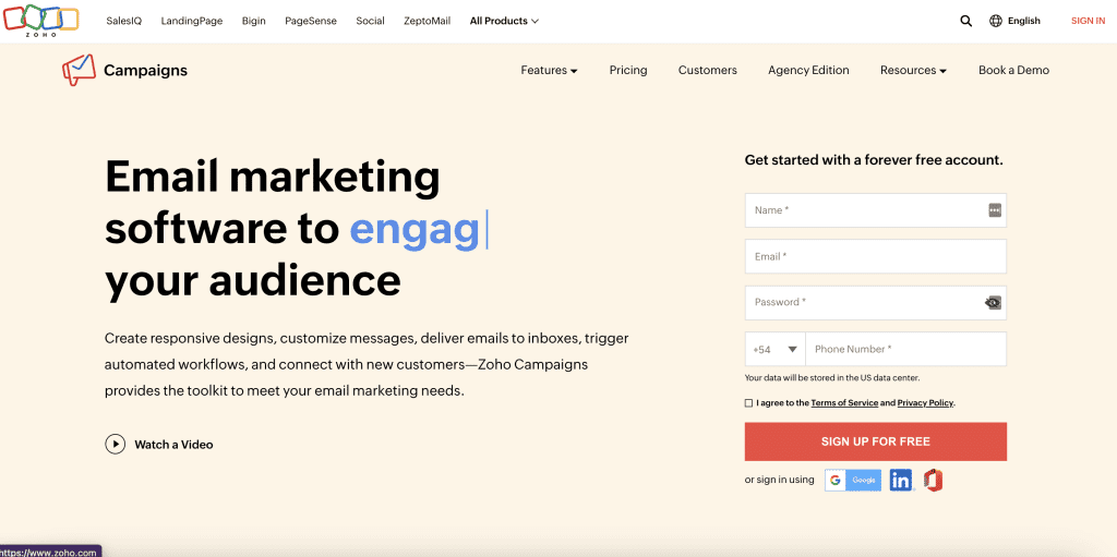 Zoho Campaigns using AI for email marketing
