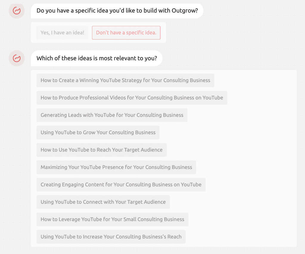 Outgrow AI content suggestions