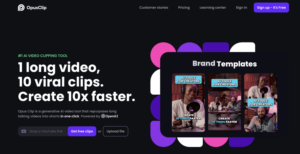 OpusClip Home Page
