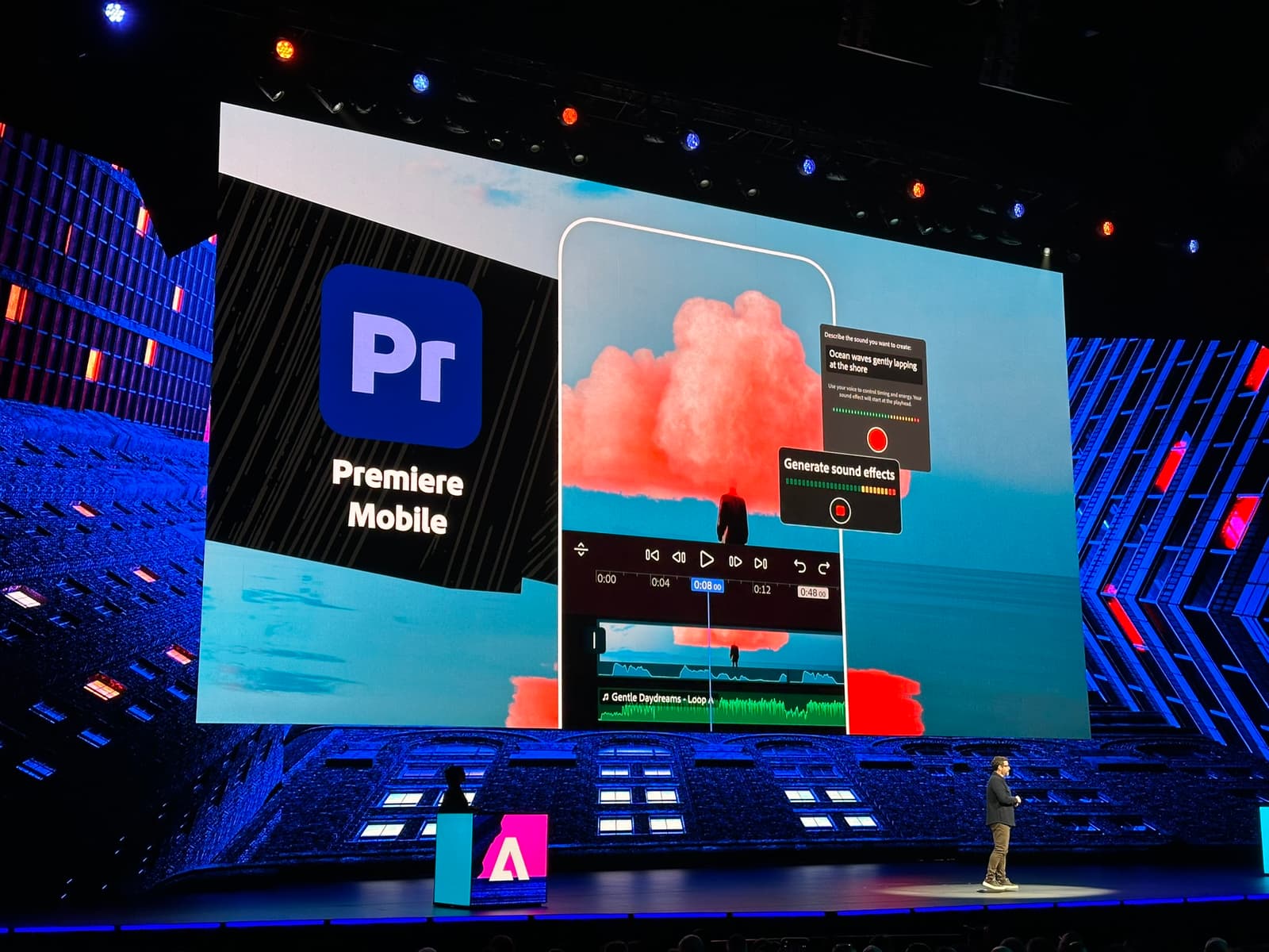 The new Adobe Premiere mobile app logo displayed next to the YouTube Shorts logo, illustrating the new partnership.