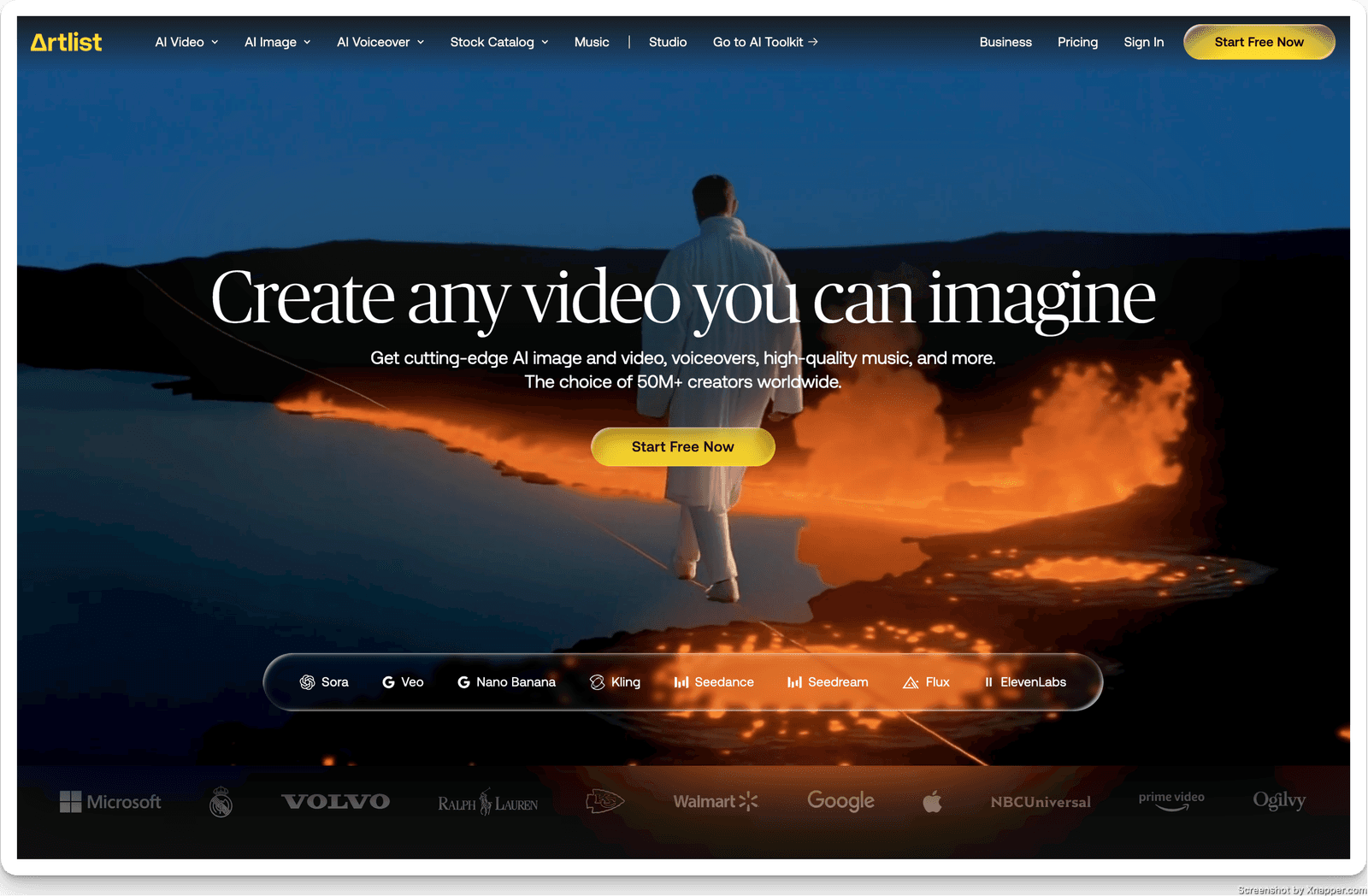 Artlist.io landing page