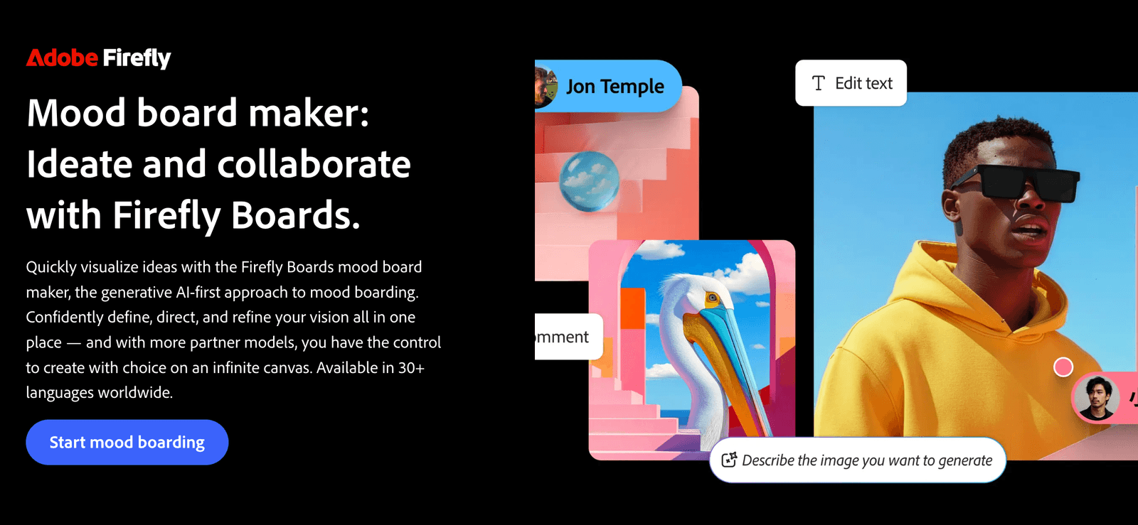 Adobe Firefly Boards: Visual brainstorming with mood boards.