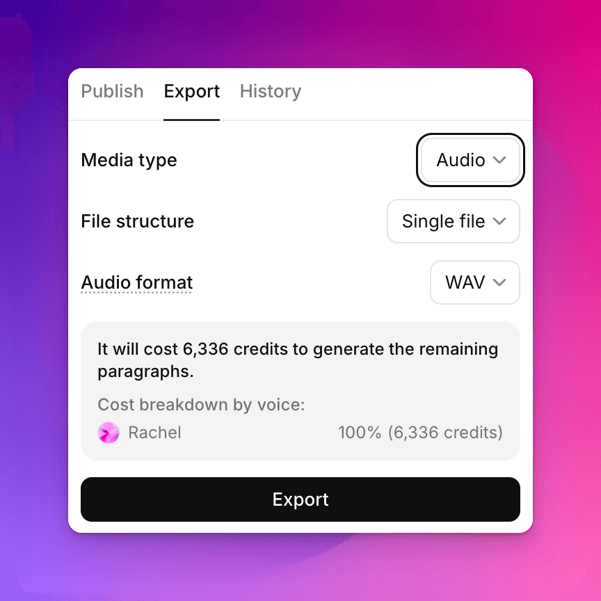 Export Audiobook as Audio with ElevenLabs