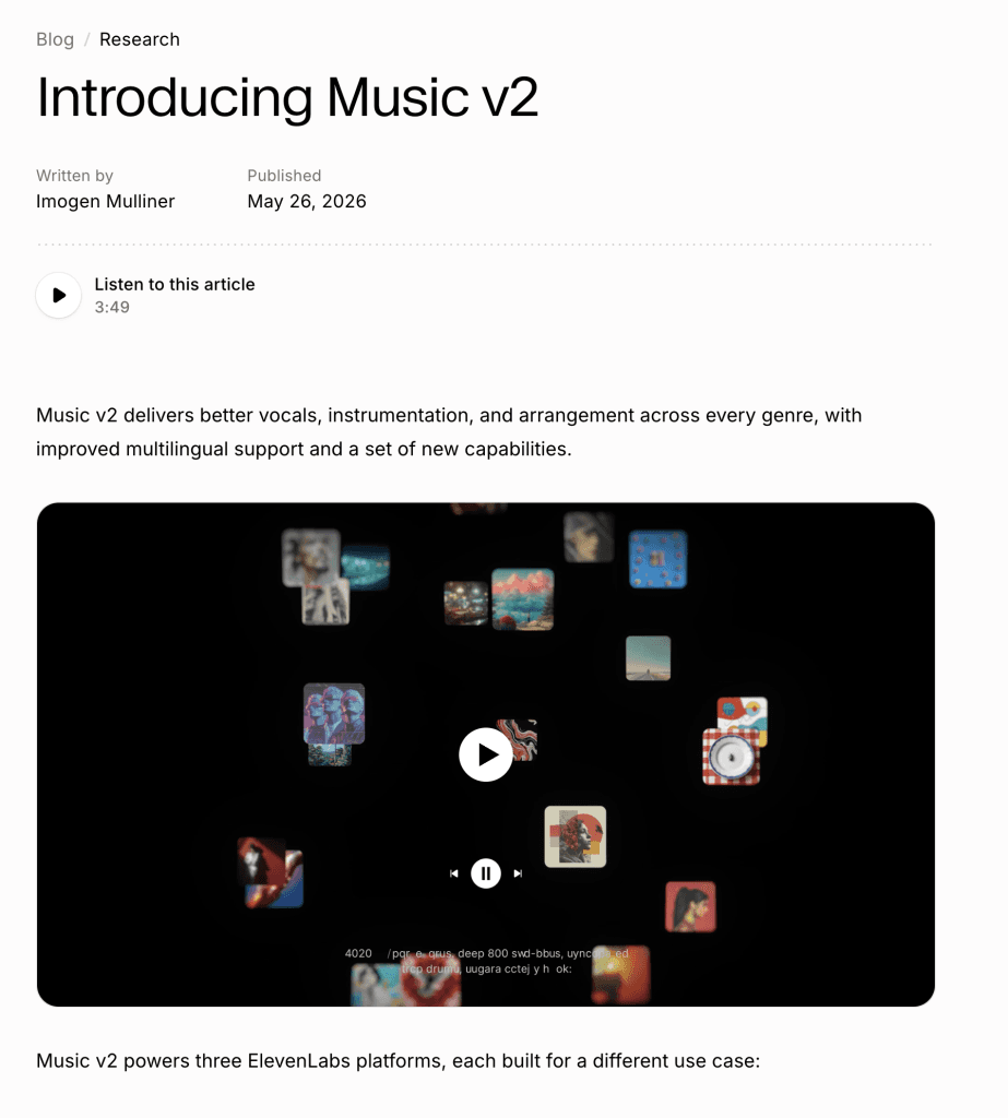 ElevenLabs introduces Music v2