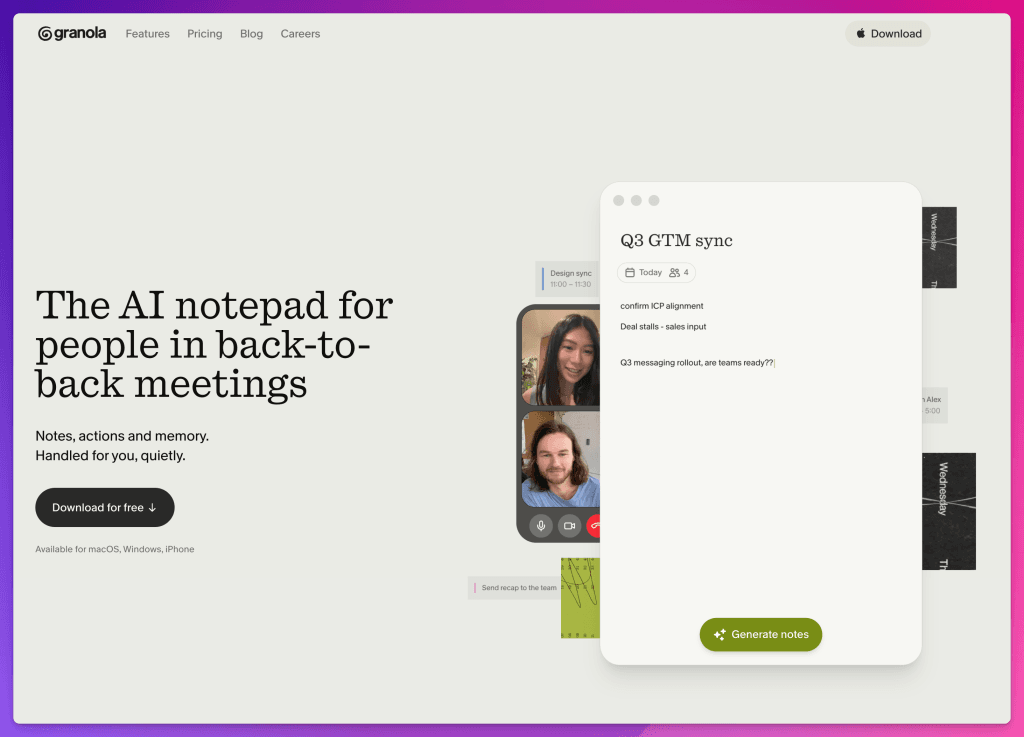 Granola AI, the best AI notetaker for me in 2026.
