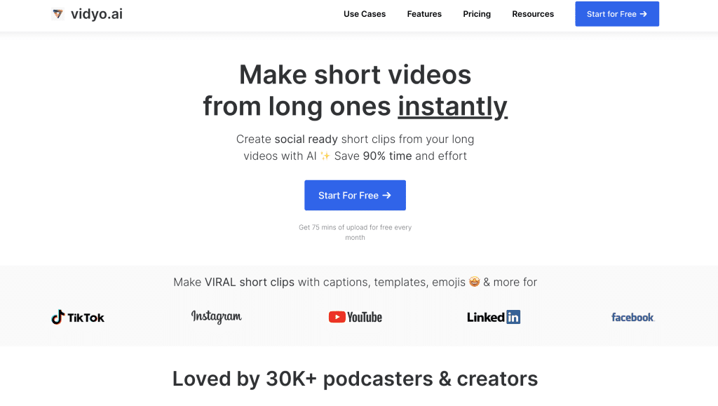 Vidyo.ai: AI Content Repurposing Tool