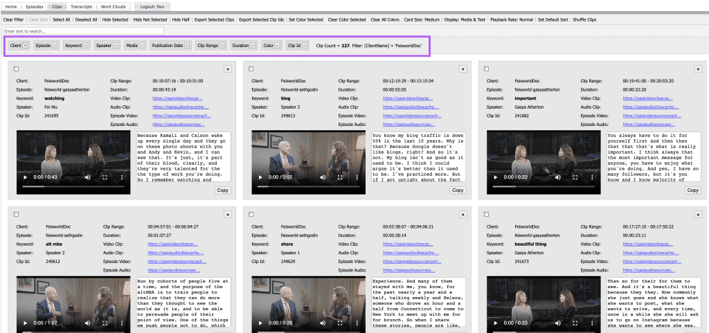 PodIntelligence free-text search