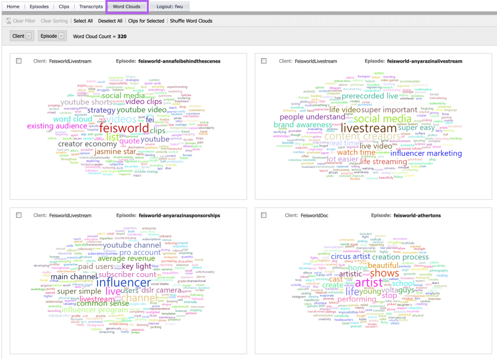 PodIntelligence Word Clouds