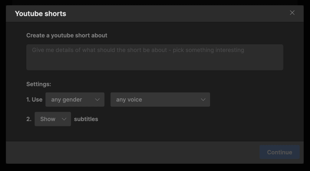 inVideo AI YouTube Shorts guided workflow prompt window