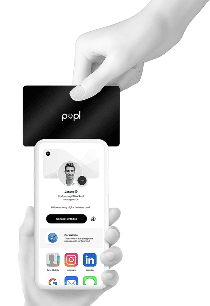 Popl NFC smart card product listing on Amazon with pricing details