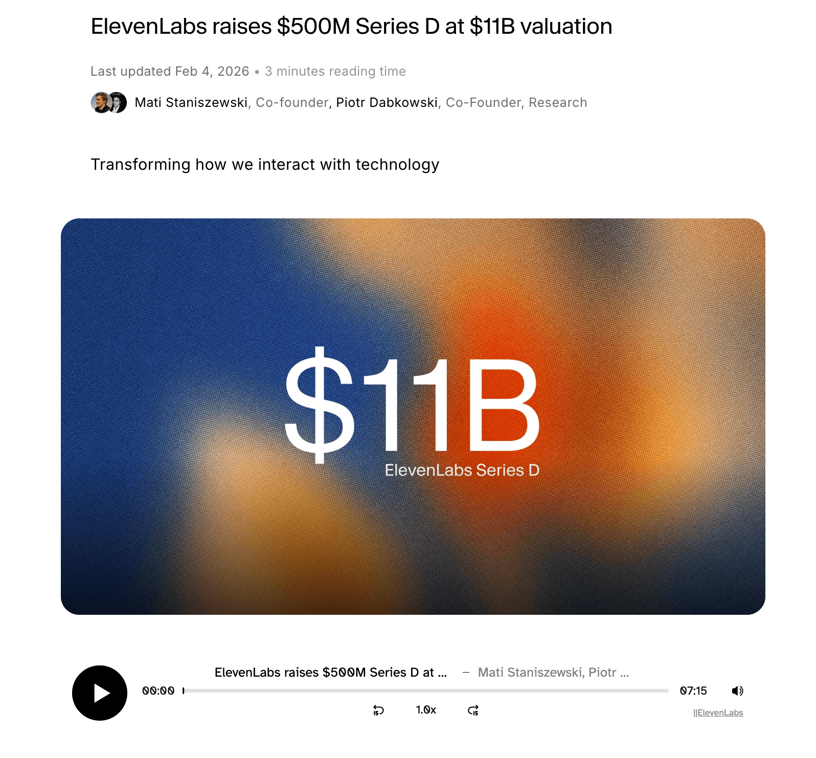 ElevenLabs Just raised $500M usd and it's now valued at $11B