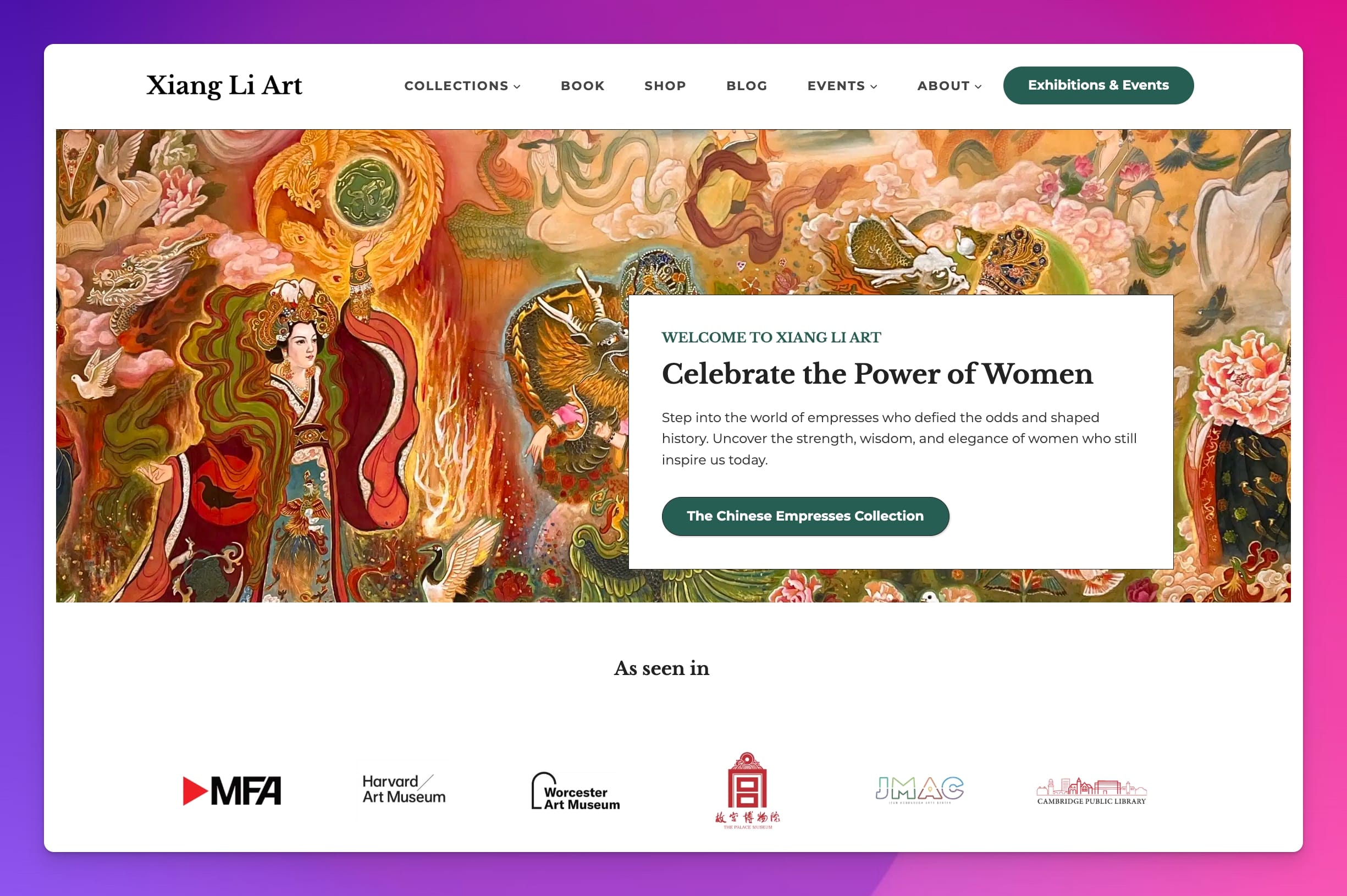 Xiang Li Art website showcasing Chinese Empresses collection