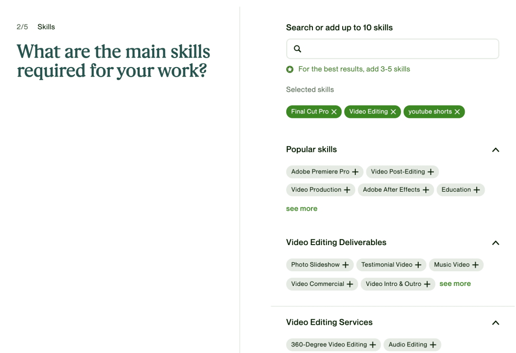 Upwork Job skills