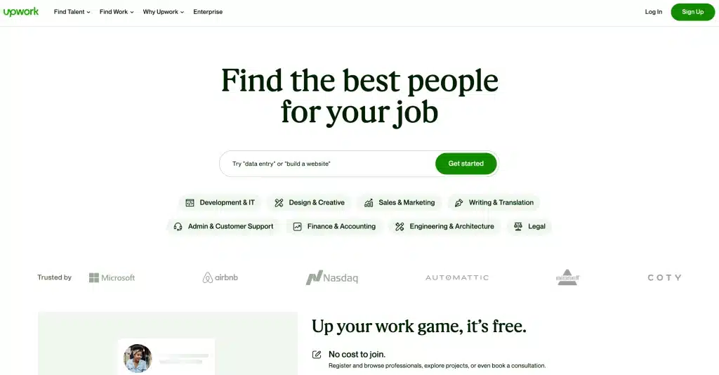 Upwork Homepage (2023)
