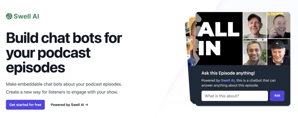 Swell Chat builds chatbots for your podcast episodes