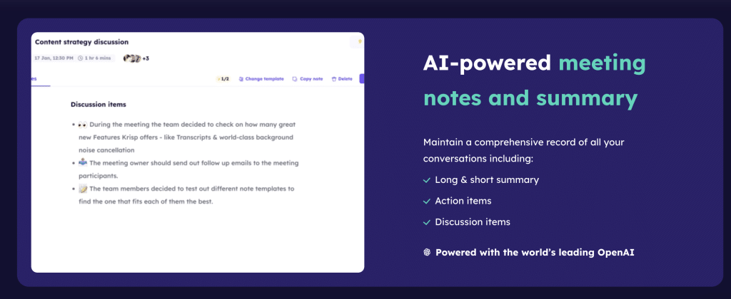 Krisp AI Meeting Assistant - AI-powered meeting notes and summary (2023)