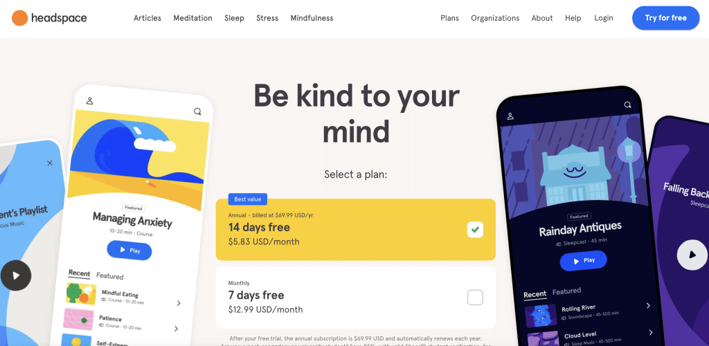 Headspace (2023) - Best AI apps for Meditation