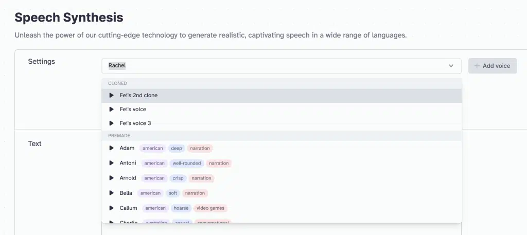 Síntese de Fala ElevenLabs