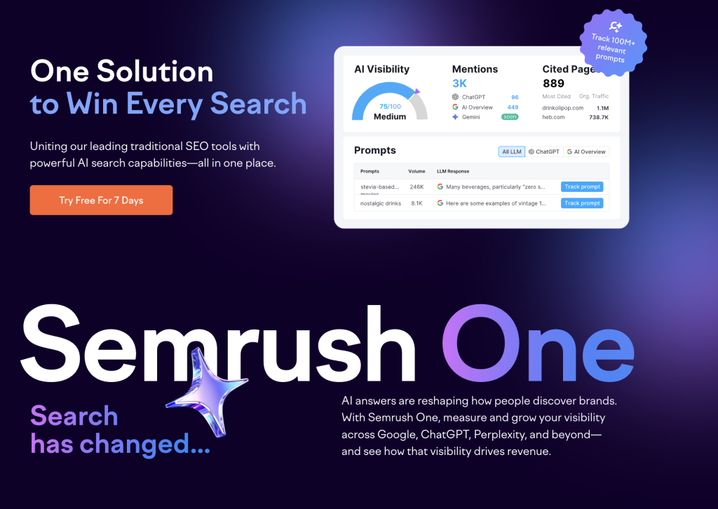 Tracking AI visibility with Semrush One (one of the best tools for SEO and GEO in 2026)