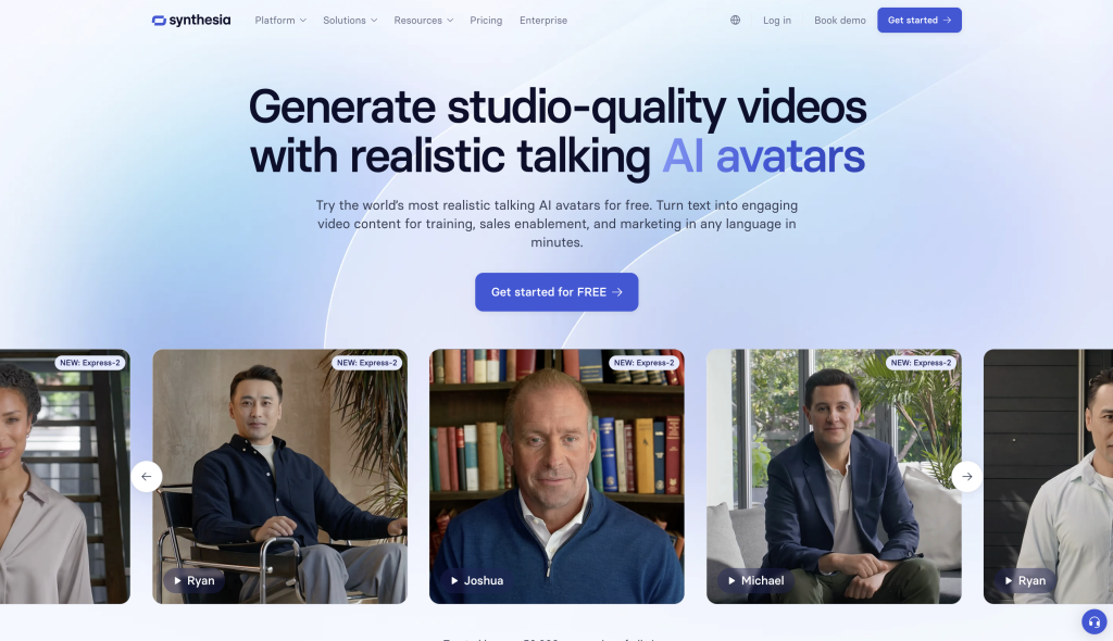 Synthesia, one of the best AI Avatar generators in 2026