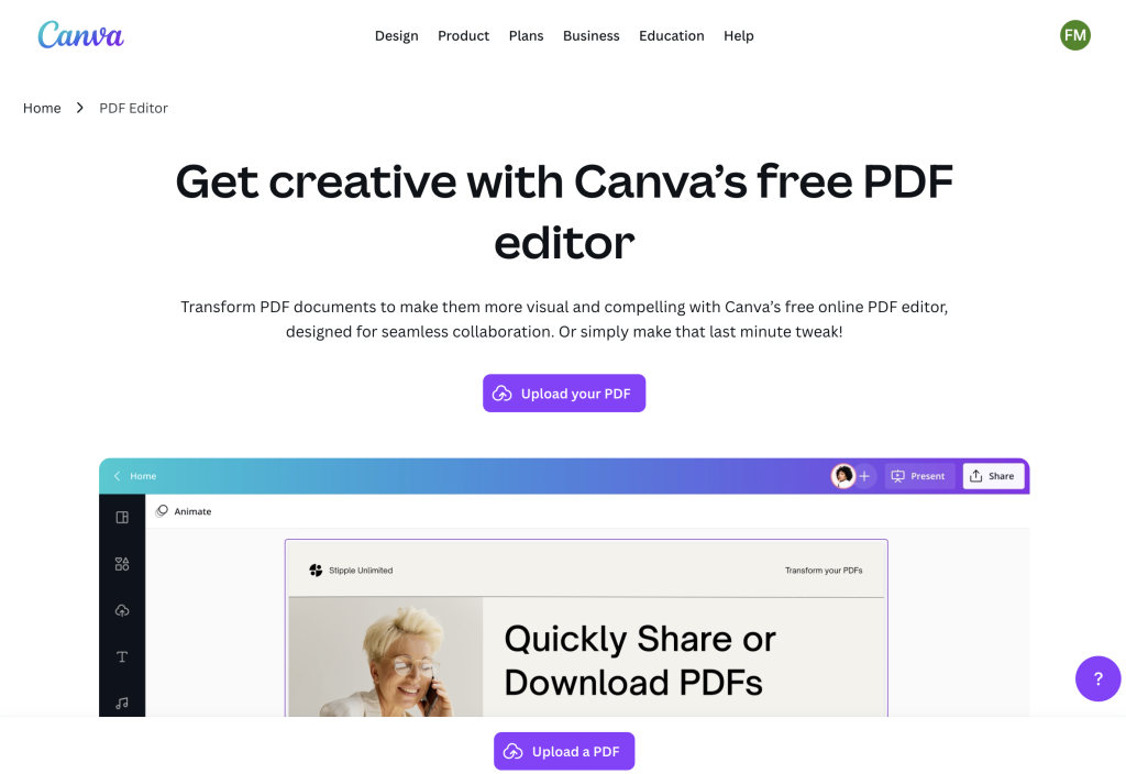 Canva PDF Editor Home Page (2026)