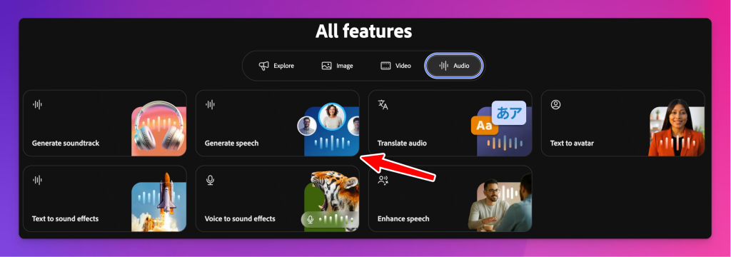 ElevenLas in Adobe Firefly: Generate Speech